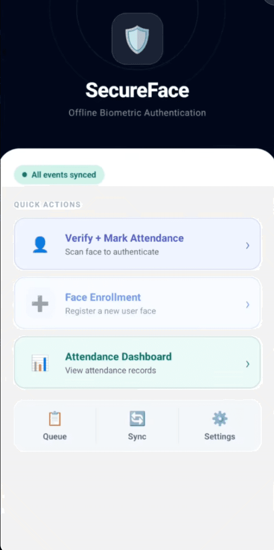 SecureFace offline biometric authentication app